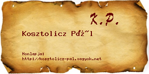Kosztolicz Pál névjegykártya